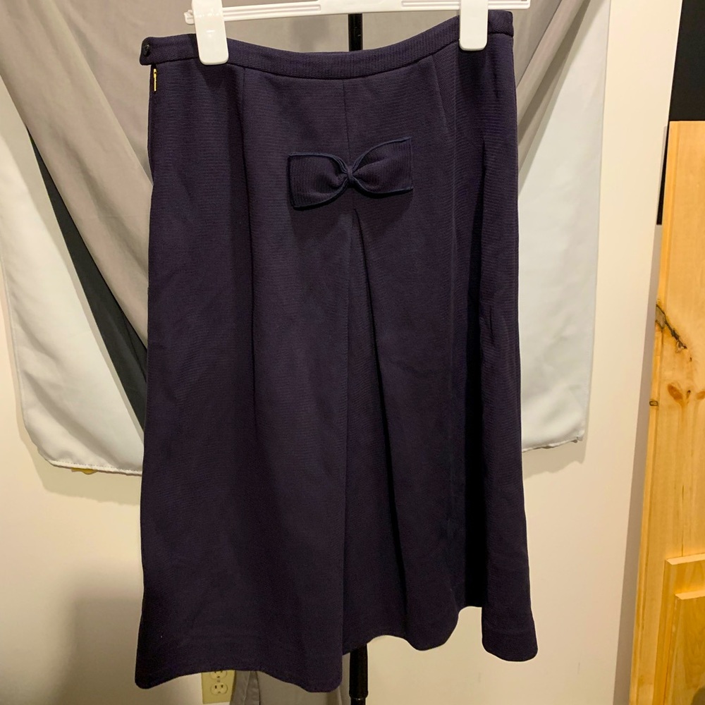 Tory Burch Navy retro maxi skirt with back bow.